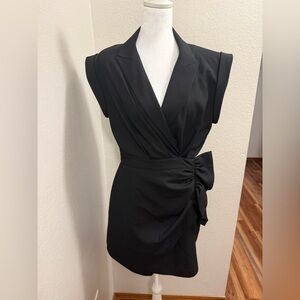 7 For All Mankind Elegant Black Wrap Dress Size 8